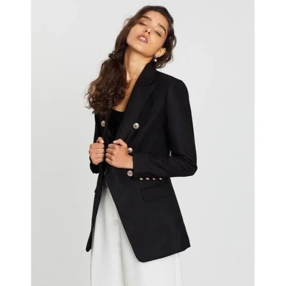 Mossman The Signature Blazer Jacket Black Military Classic Double Breast Size 10 - Picture 5 of 11